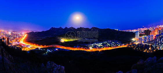 青岛风景建筑物天空城市灯光山顶图片