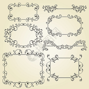 矢量 Lacy 陈年花卉设计元件漩涡边界框架艺术花边叶子植物装饰品插图菜单背景图片