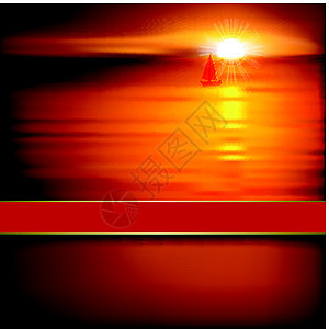 日出和游艇的抽象背景金子血管地平线闲暇帆船阳光日落航行橙子天空图片