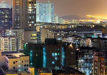 香港市中心大楼夜里图片
