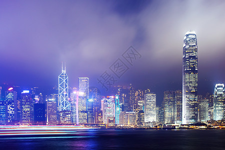 香港夜景维多利亚港香港港旅游风景天际建筑学建筑景观地标旅行城市金融背景