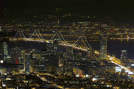 旧金山奥克兰湾夜桥图片