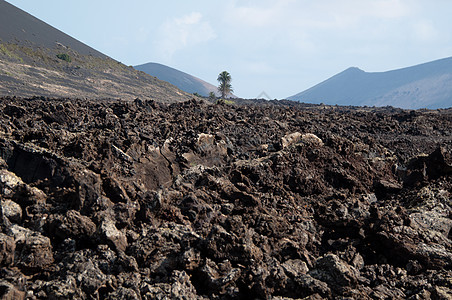 Lanzarote 土壤场地蓝色爬坡碎屑编队崎岖休息火山植物环境图片