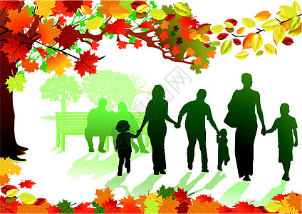 与家人一起的秋季公园图片