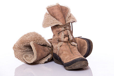 冬季鞋子白色棕色季节季节性生态毛皮蕾丝皮革图片