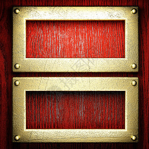 红木和黄金背景插图金属奢华抛光金子框架装饰红色反射木头图片