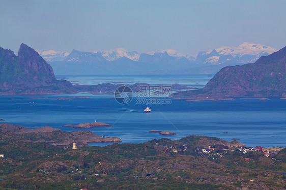 挪威全景风景峡湾海岸海洋村庄岛屿图片