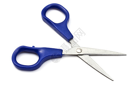 蓝剪刀金属补给品白色塑料蓝色刀具剪子办公室工具缝纫背景图片