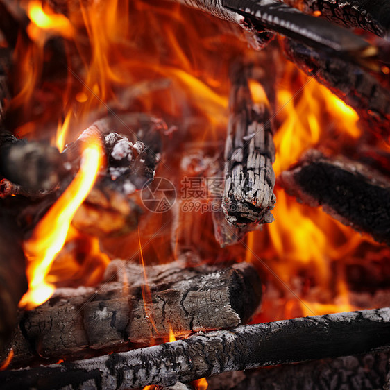 烧火背景中的木柴图片