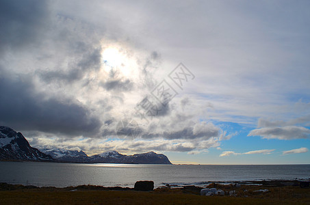 lofoten 宝箱群岛太阳日落海洋图片