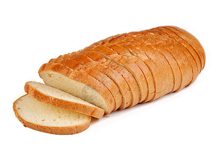 白纸上孤立的切片面包生活早餐包子营养面粉纤维小麦糕点碳水脆皮图片