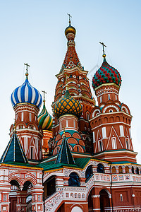 莫斯科红广场上受福的瓦西里大教堂图片