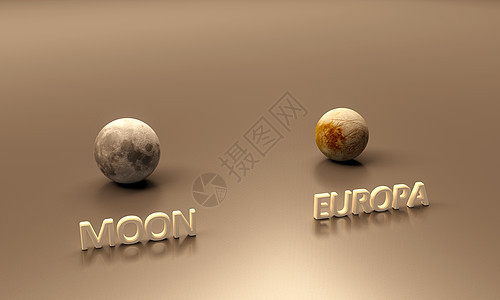 欧罗巴和月球教育宇航员科学轨道月亮天文学太阳系渲染木星图片