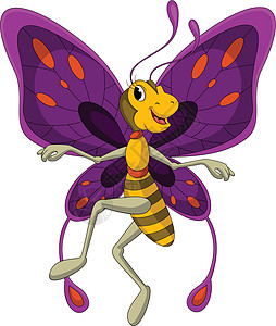 可爱的蝴蝶漫画童年快乐玩具甲虫天线女性夹子昆虫插图剥皮图片