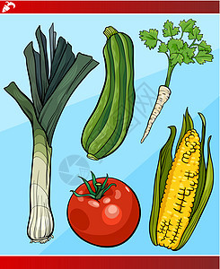 蔬菜成套卡通画插图树叶维生素绘画团体水果粮食谷物红色绿色棒子图片