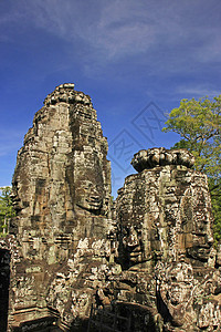 吴哥区拜顿寺庙的石面地标文明收获浮雕荒野纪念碑微笑废墟丛林高棉语图片