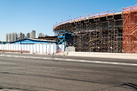 建筑工程受到破坏建筑学天空安全建筑车道交通蓝色安装运输金属图片