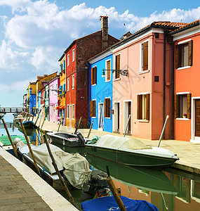 Venise附近Burano村村庄码头地点场景墙壁外观地方运河文化渔村图片