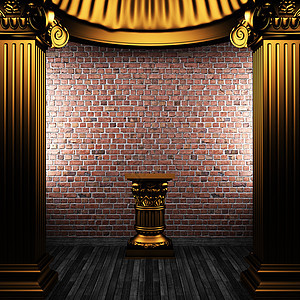 铜柱和拜功壁柱水泥青铜曲线黏土古董光泽度金属城市金子背景图片