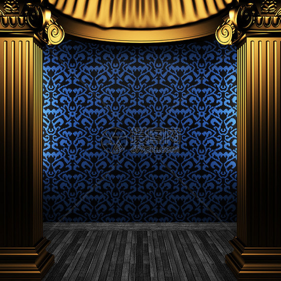 铜柱和瓷砖墙壁柱柱子金属装饰装饰品奢华制品瓷砖金子房间图片