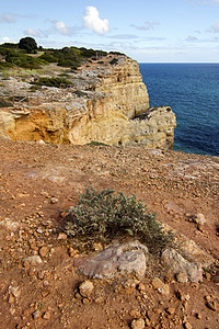 阿尔加尔夫自然海岸线支撑编队岩石蓝色海洋悬崖洞穴旅行沿海场景图片