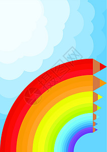 天空中彩虹概念的矢量背景叶彩虹概念孩子办公室光谱文档商业橡皮笔记铅笔绘画大学图片