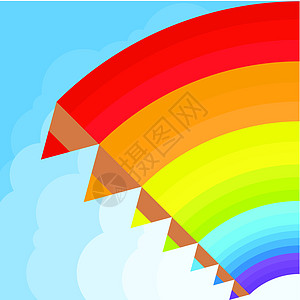 天空中彩虹概念的矢量背景叶彩虹概念木头绘画笔记孩子课堂学校光谱中风大学办公室图片