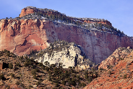 红岩峡谷 西雪西山寺锡安国家公园犹他州旅游风景远景编队假期地层环境游客荒野悬崖图片