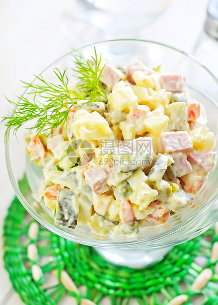 新鲜沙拉菜单茶点宏观新年美食小吃猪肉面包黄瓜土豆图片