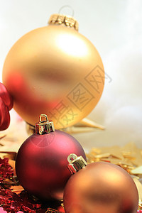 红金的圣诞装饰品丝带庆典金子玻璃季节性金光卡片星星图片