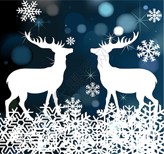 鹿之鹿圣诞矢量背景植物玫瑰花瓣树叶荒野麋鹿飞沫动物野生动物艺术图片
