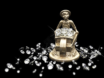 很多钻石和大理石雕像反射折射财富矿业水晶纪念品亮度珠宝蓝色新娘图片