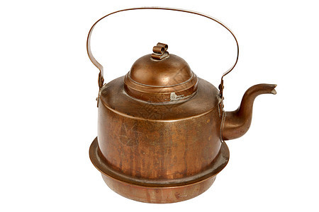 古董铜咖啡壶咖啡金属文化白色传统喷口艺术历史厨房家务图片