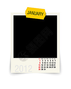 2012年有空白照片框的月历图片