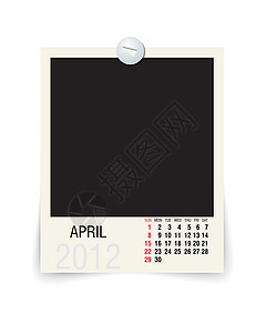 带空白照片框的2012年日历图片