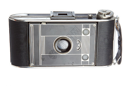 旧相机黑色皮革白色灯泡古董镜片仪器快门电影照片图片