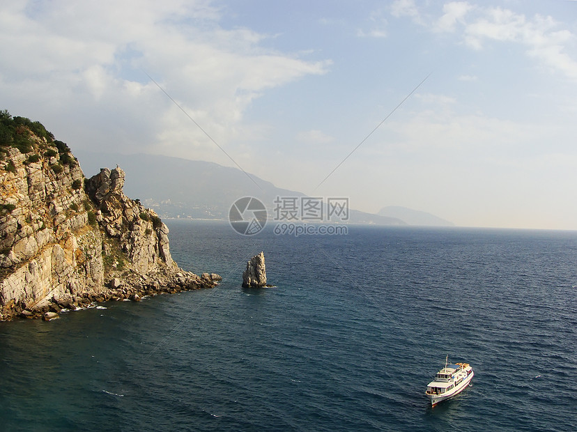 斯瓦洛的巢穴城堡克里米亚附近纪念碑旅游岩石博物馆建筑悬崖海岸线黑色海岸支撑图片