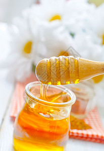 花粉和蜂蜜生活勺子灰尘金子药品桦木治愈产品食物营养图片
