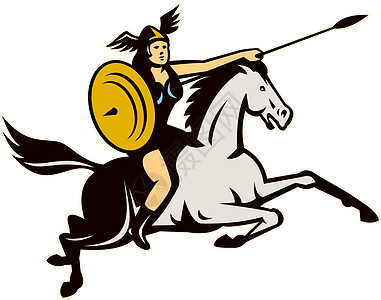 Valkyrie 骑马马回转插图神话骑士骑术艺术品背景图片