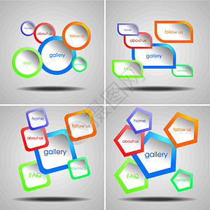 4 色彩多彩的 Web 菜单模板图片
