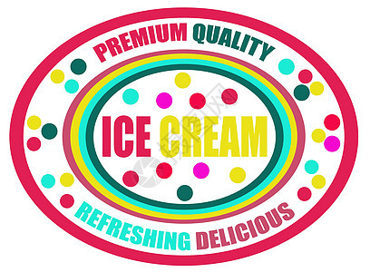 冰霜标签圆形奶制品冰淇淋徽章食物店铺插图质量贴纸图片