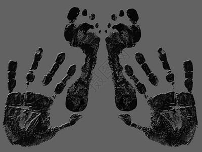 手脚印手臂手指孩子黑色身体邮票指纹绘画教育拇指图片