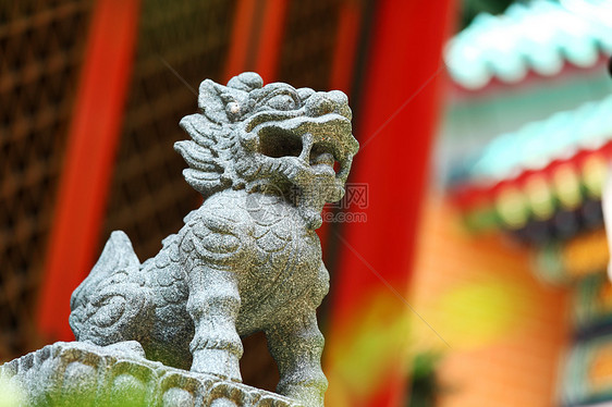 中国狮子雕像力量情调雕塑装饰品警卫宗教石头金子皇帝建筑学图片