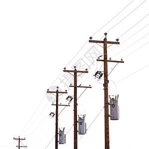 白上孤立的电极变压器行基础设施公用事业变压器路由网格活力路口力量住宅电气图片