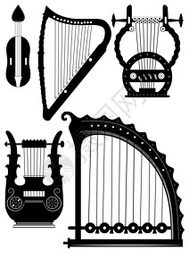 古董字符串仪器  矢量音乐古物细绳历史神话乐器竖琴图片