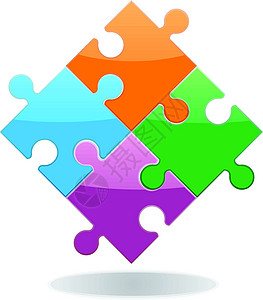 拼谜解决方案拼图插图游戏橙子蓝色命令团队绿色闲暇图片