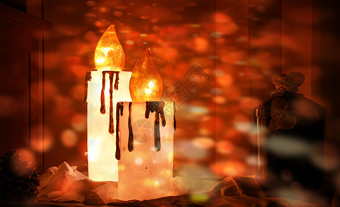 圣诞节蜡烛传统火焰季节照明生活卡片点燃时间装饰品温暖图片