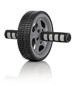 自动滚轮轮塑料灰色滚动运动腹肌腹部反射车轮训练腹轮图片
