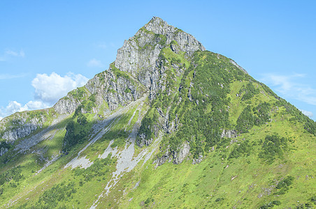 山区山峰高峰崎岖水平绿色晴天顶峰爬坡天空荒野蓝色岩石图片