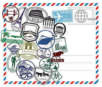 白色地面世界旅行航空邮邮戳图片
